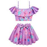 2PCs Kids Girls Encanto Swimsuit Isabela Madrigal Cosplay Swimwear Lovely Sport Beach Wear Bath Suit - INSWEAR